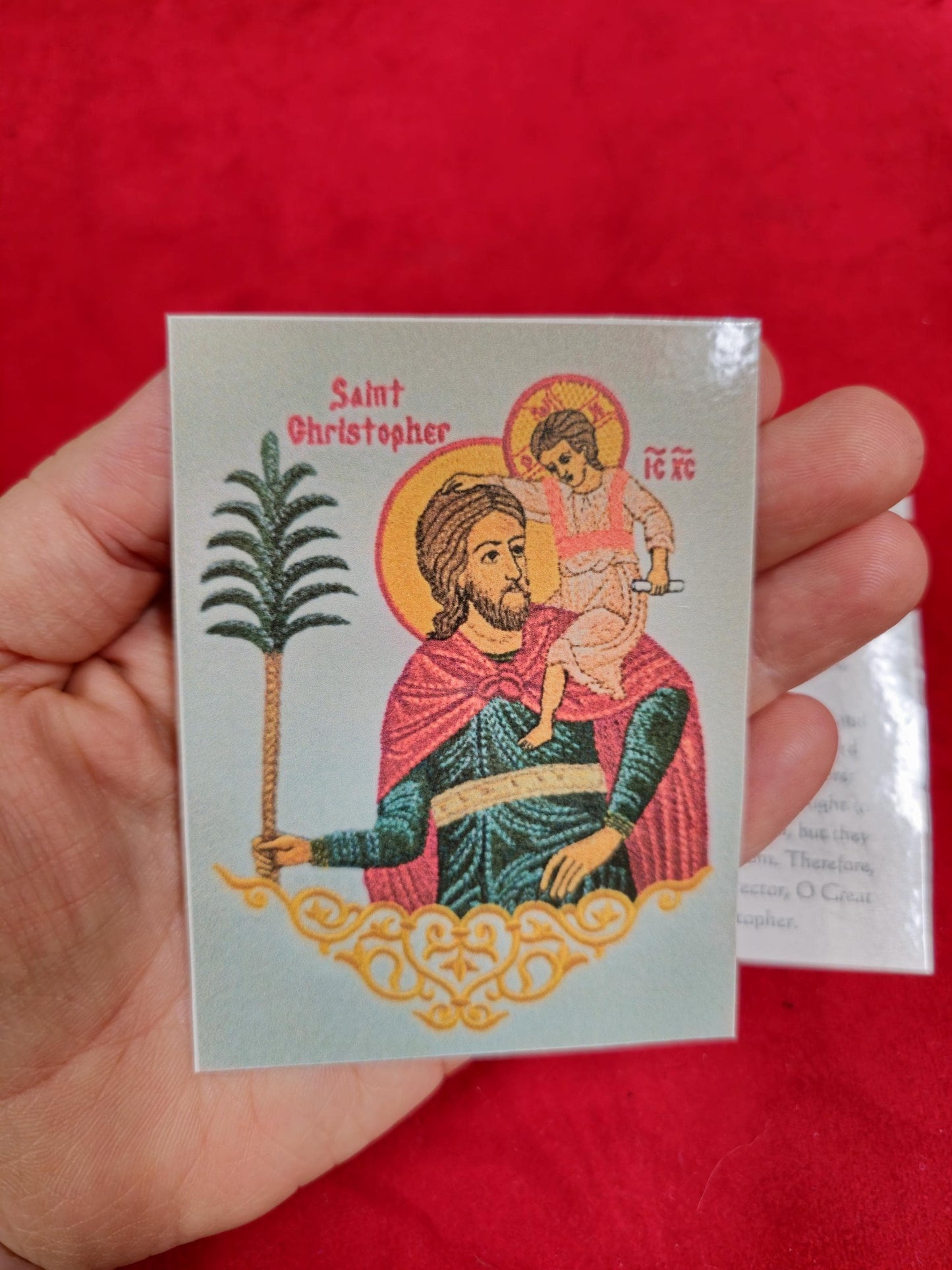 Saint Christopher Laminated Orthodox Prayer Card