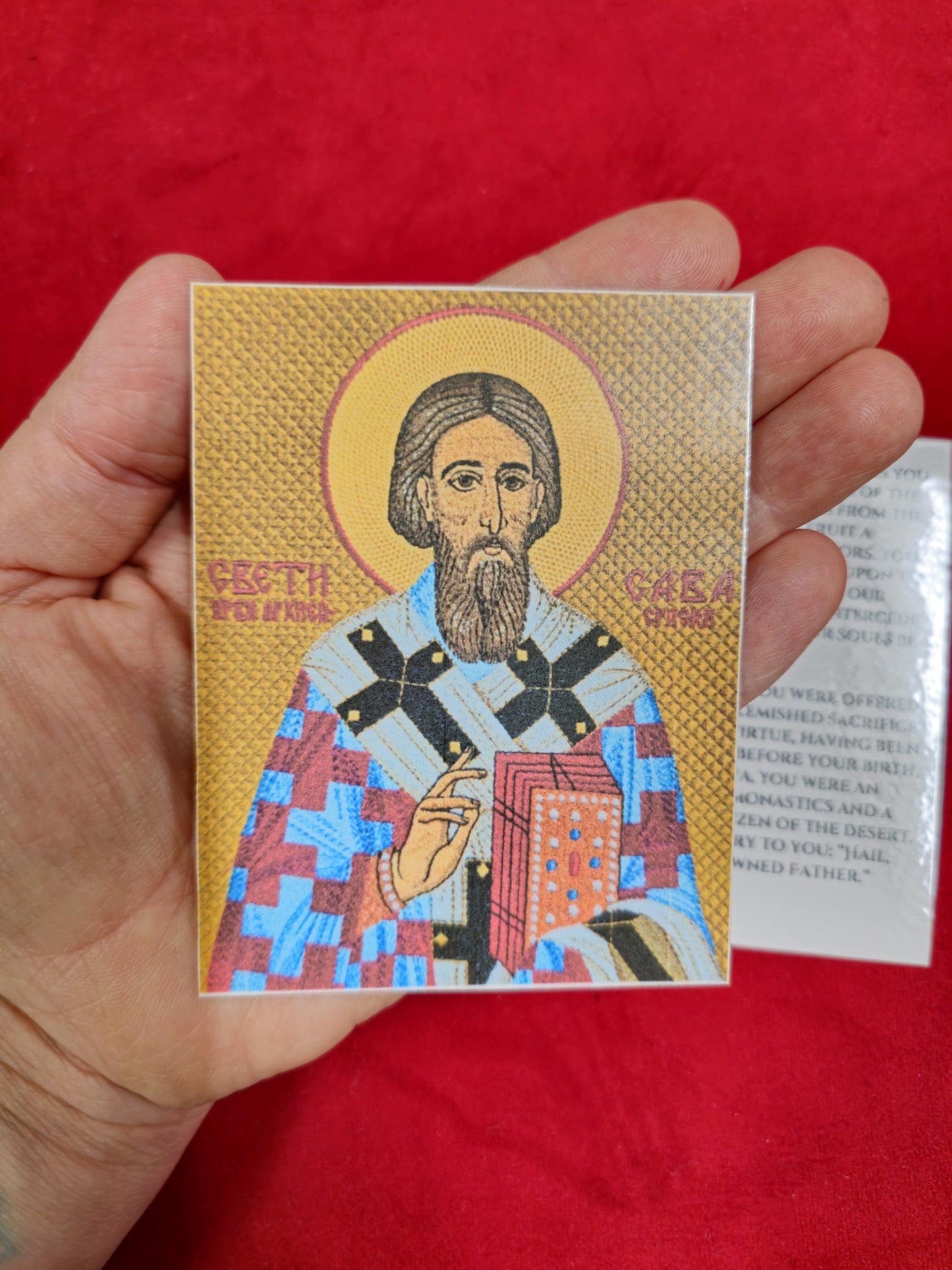 Saint Sava of Serbia Laminated Orthodox Prayer Card