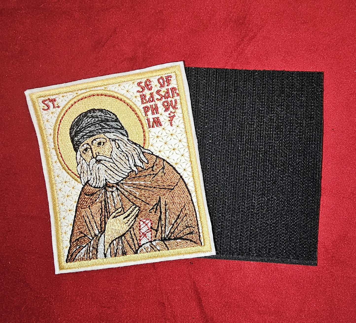 Saint Seraphim of Sarov Embroidered Pocket Icon 3.35 x 3.94 Inches