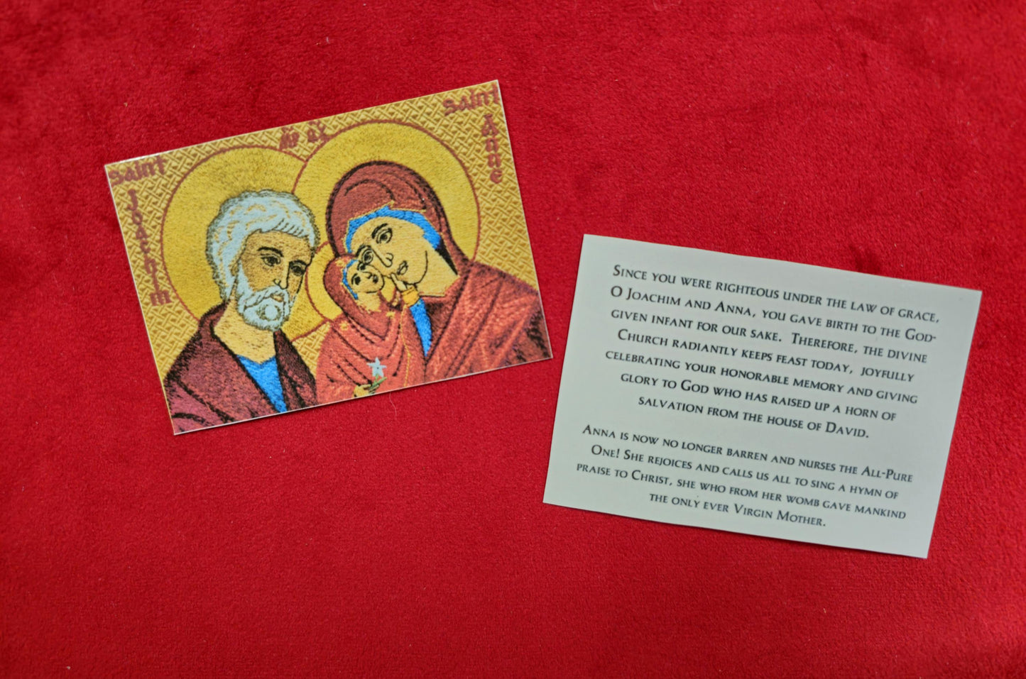 Saints Joachim and Anne Orthodox Prayer Card