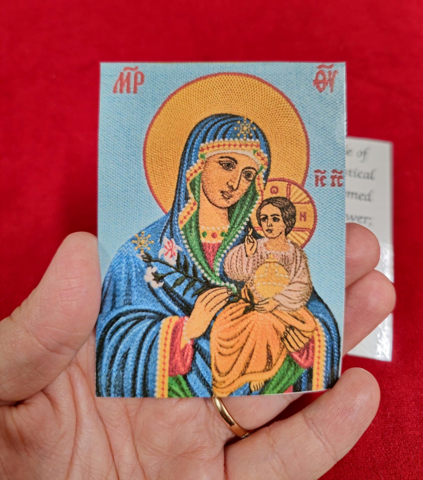 Theotokos Virgin Mary 'The Unfading Flower' Laminated Prayer Card