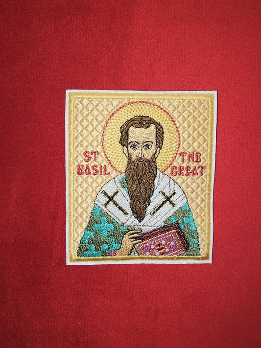 3.35x3.94" Saint Basil The Great Orthodox Embroidered Pocket Icon