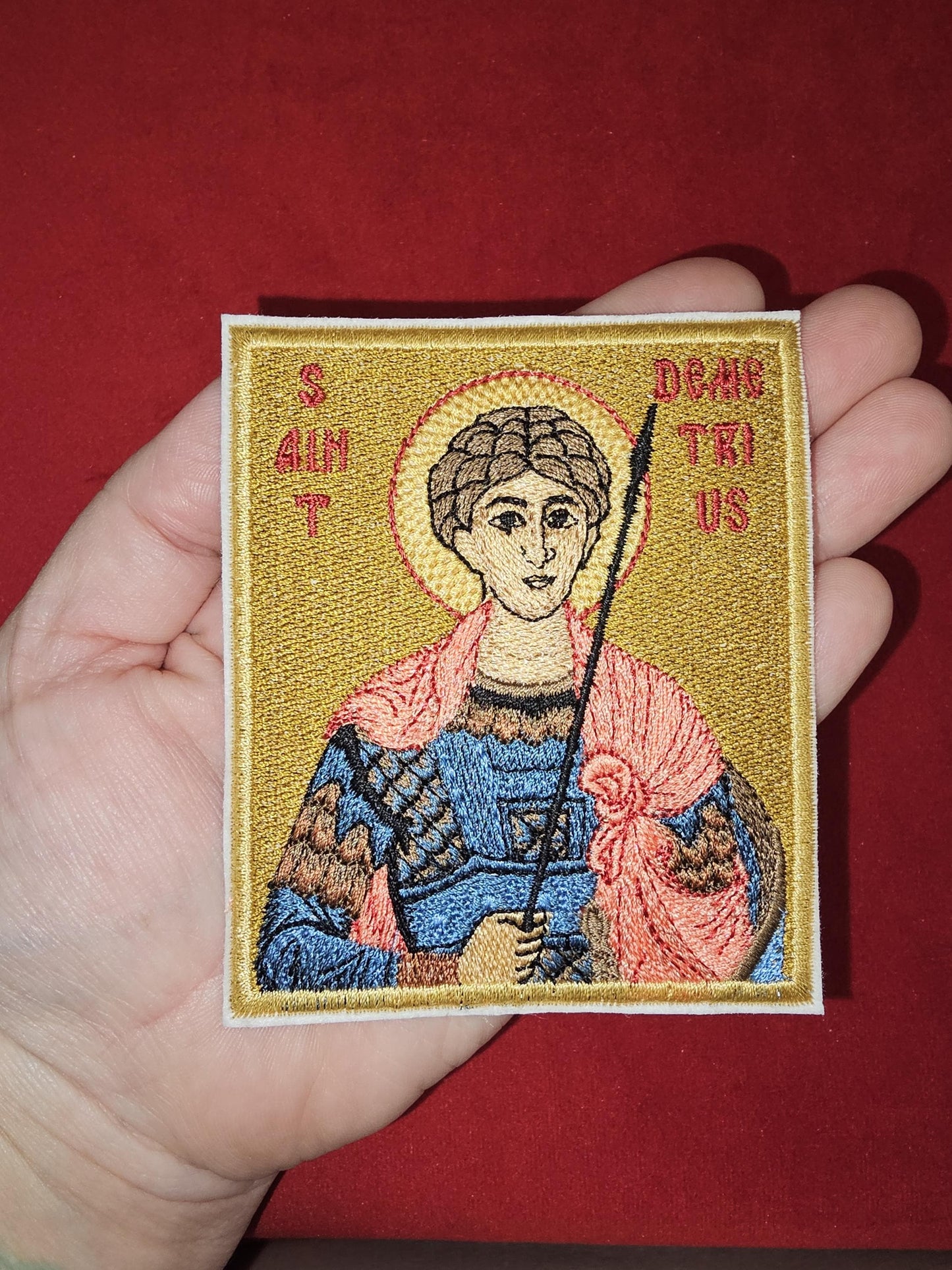 4x4 Saint Demetrius Orthodox Embroidered Pocket Icon