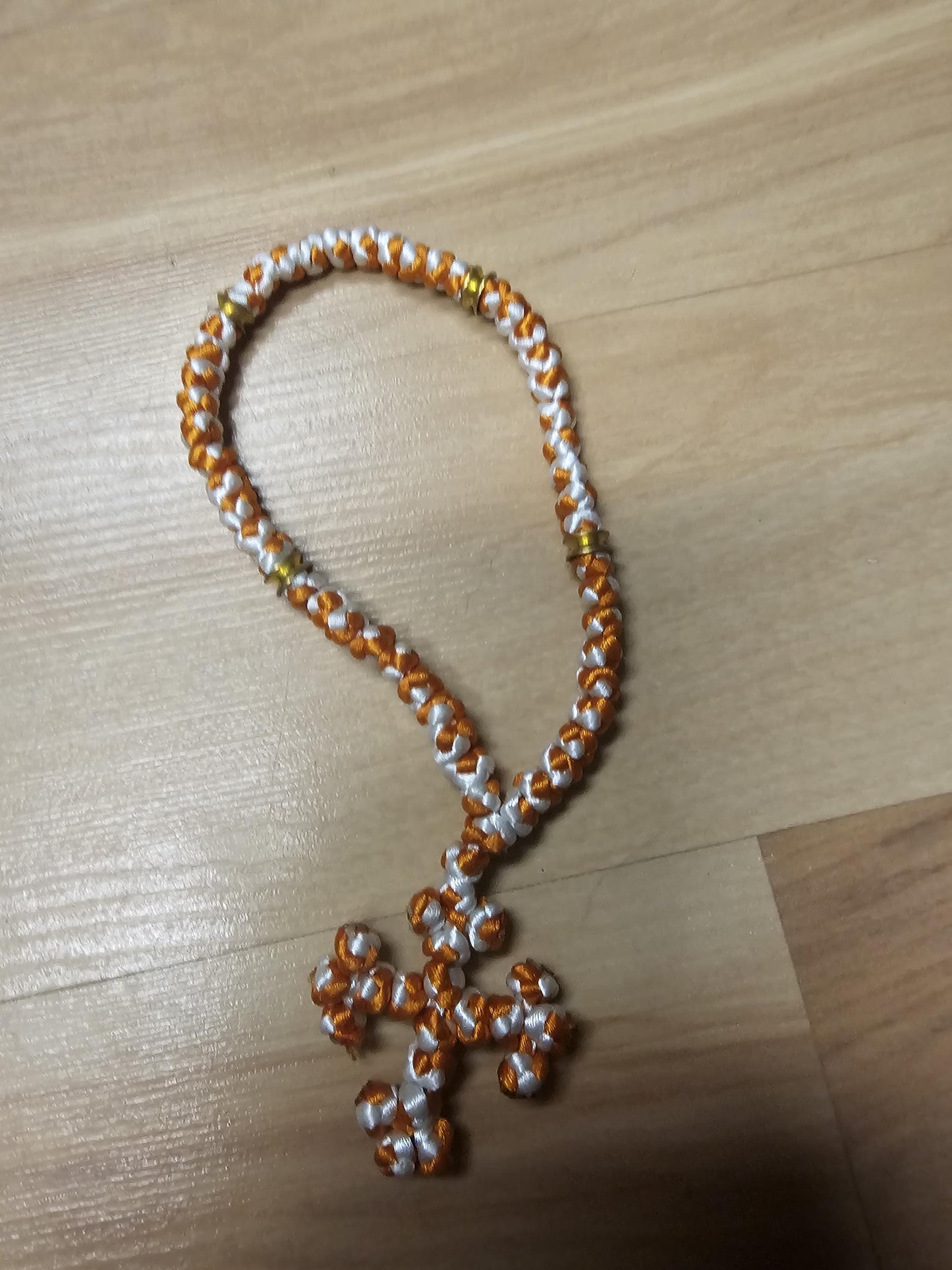 50 knot Orange and White Orthodox Prayer Rope Komboskini-Brojanica~Chotki