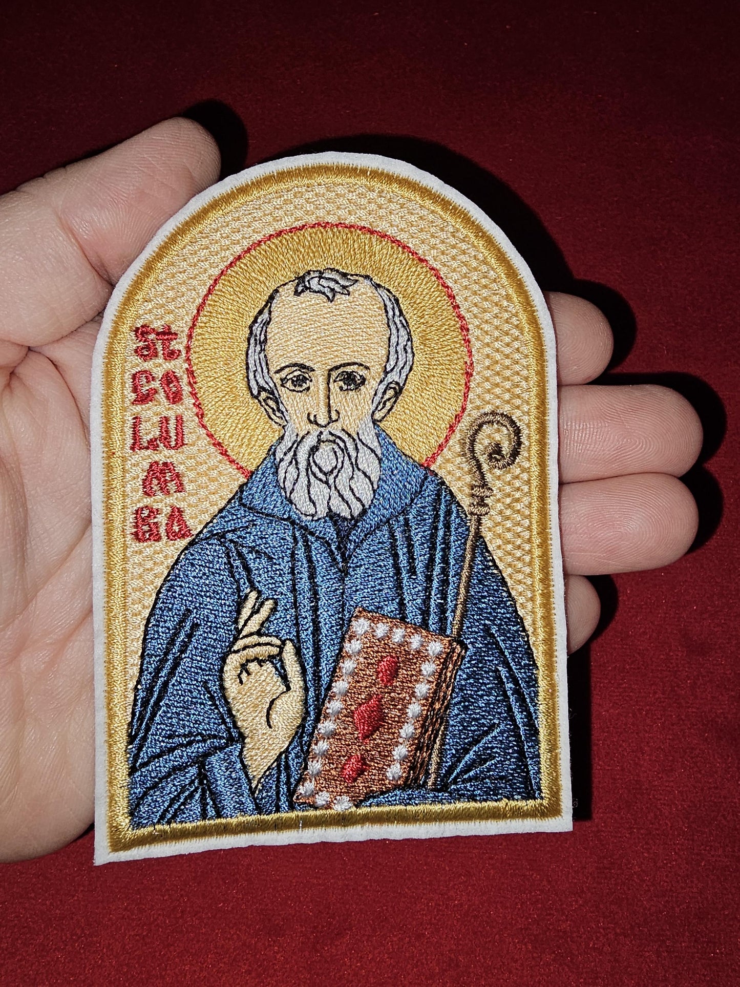 Saint Columba of Iona Pocket Icon, Byzantine Orthodox Christian Icon 2.75×4.5