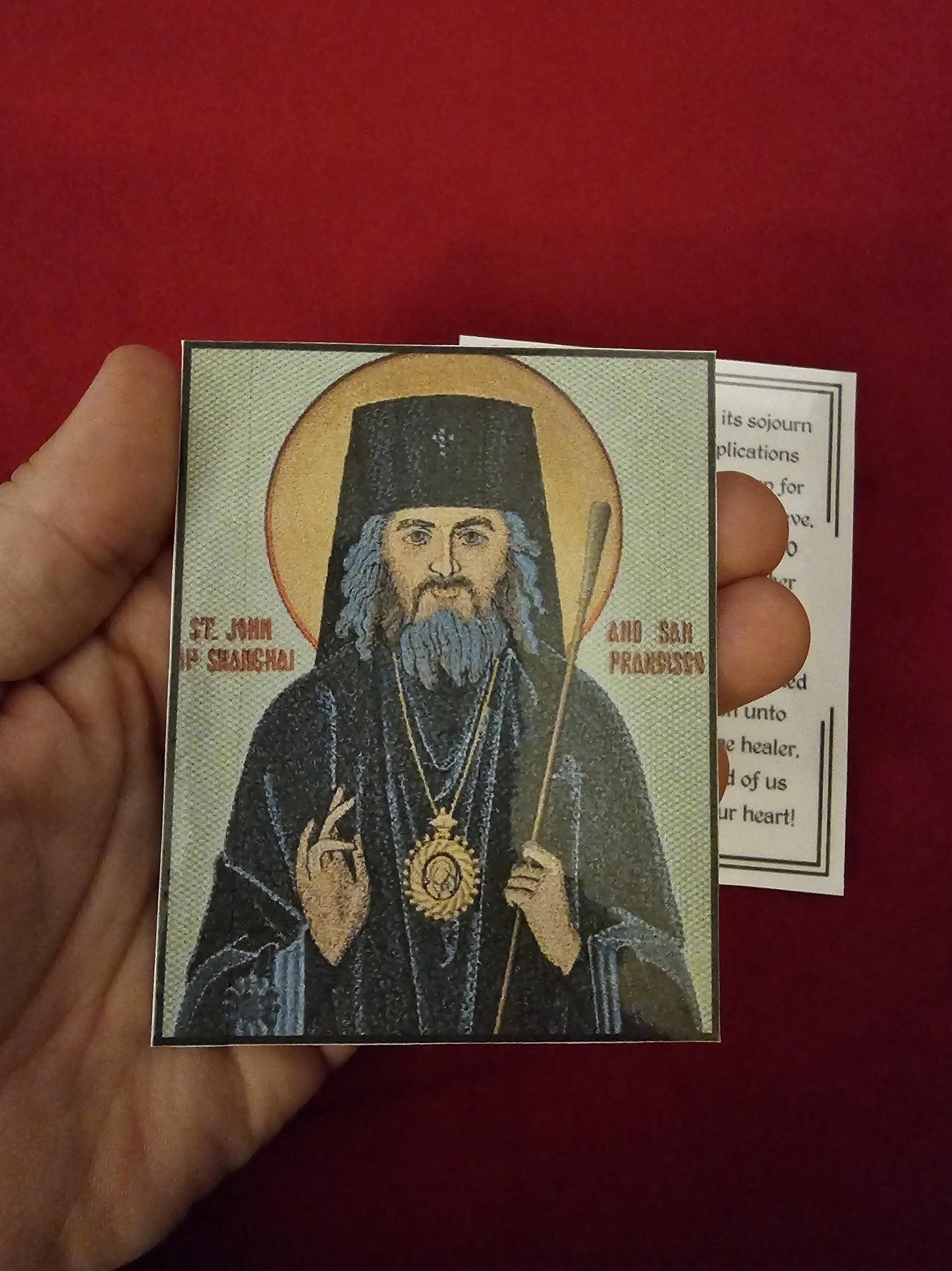 Saint John of Shanghai and San Francisco Laminated Orthodox Prayer Card