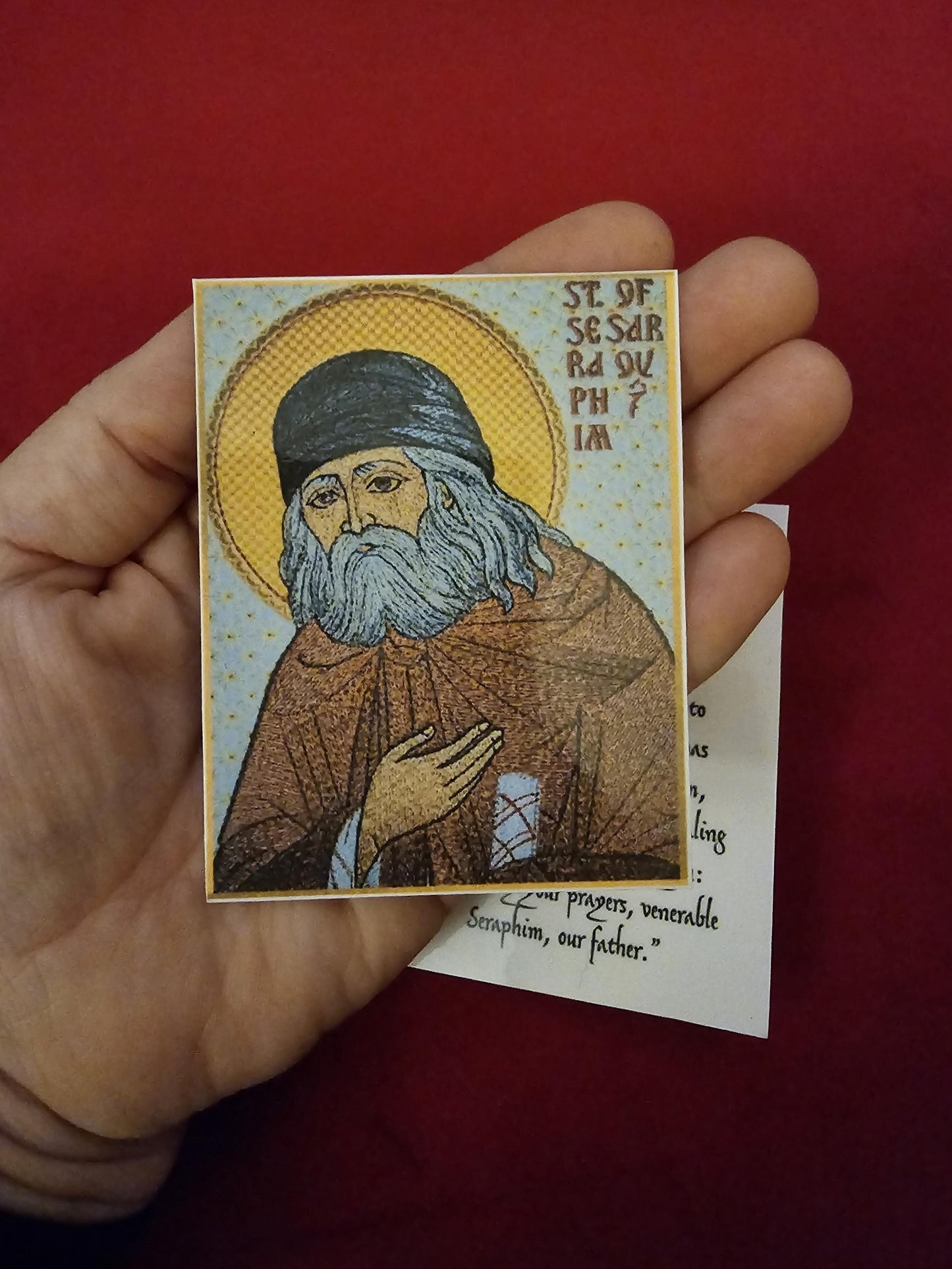 Saint Seraphim of Sarov Laminated Orthodox Prayer Card