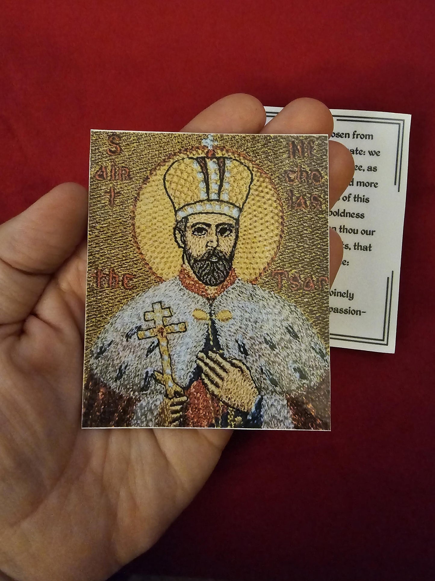 Saint Tsar Nicholas II Laminated Orthodox Prayer Card