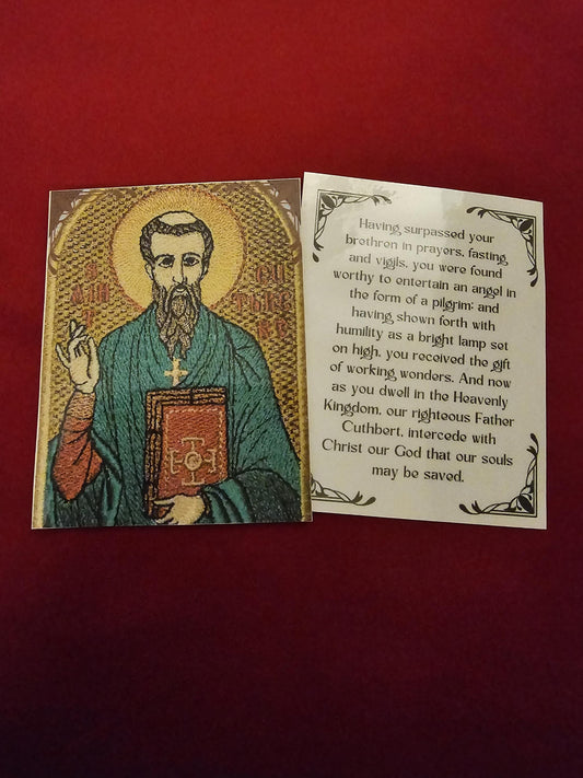 Saint Cuthbert Laminated Orthodox Prayer Card