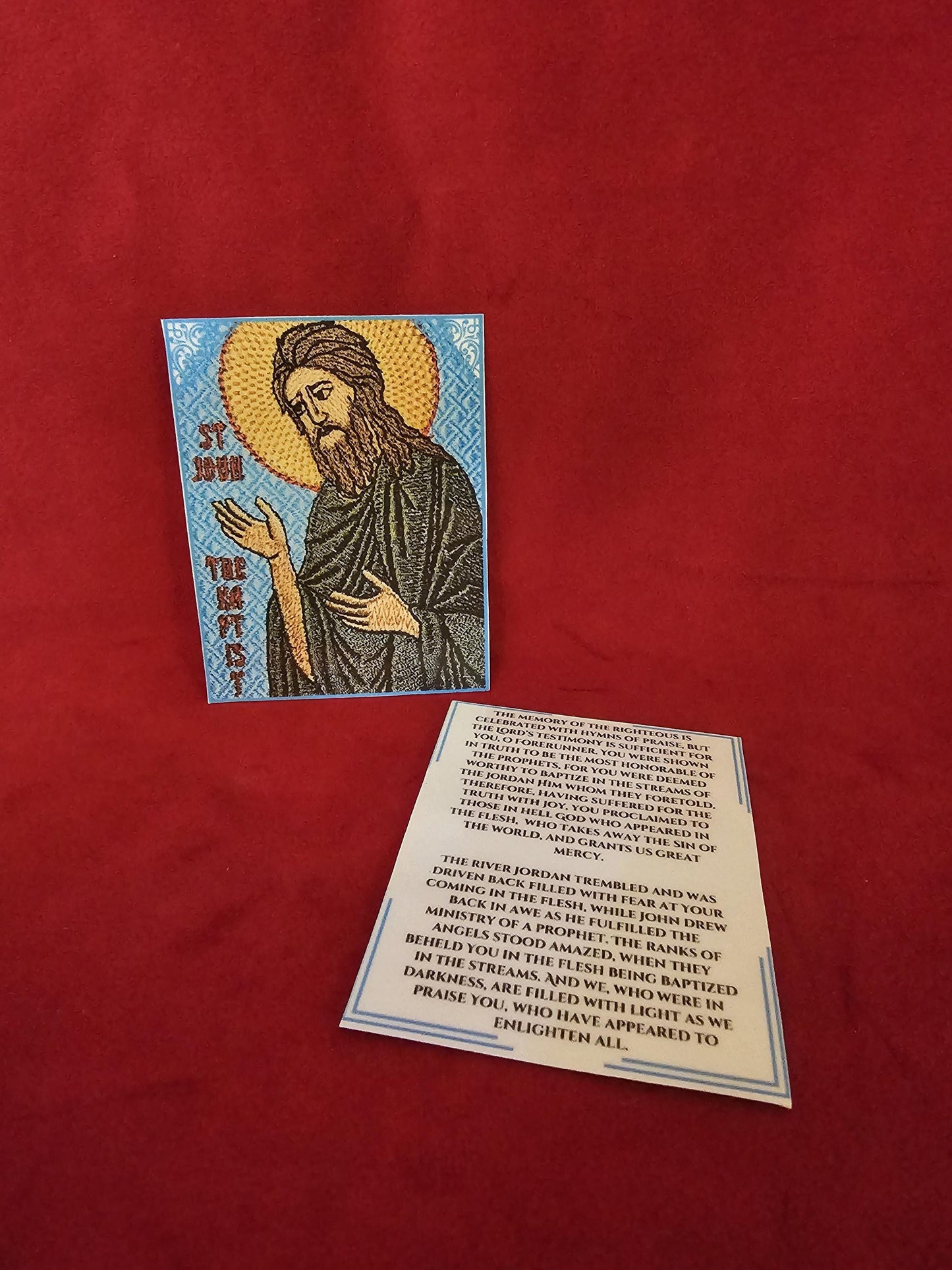 Saint John The Baptist Laminated Orthodox Prayer Card