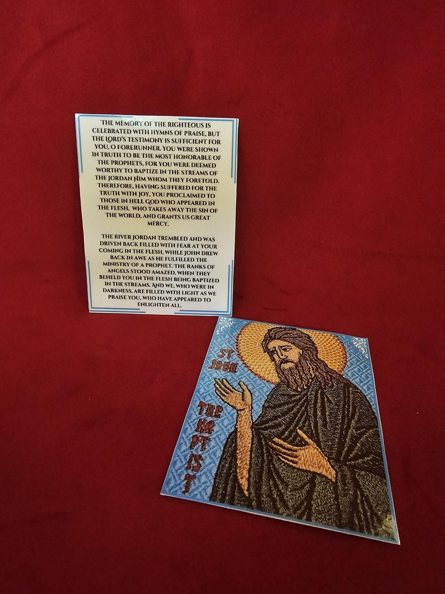 Saint John The Baptist Laminated Orthodox Prayer Card