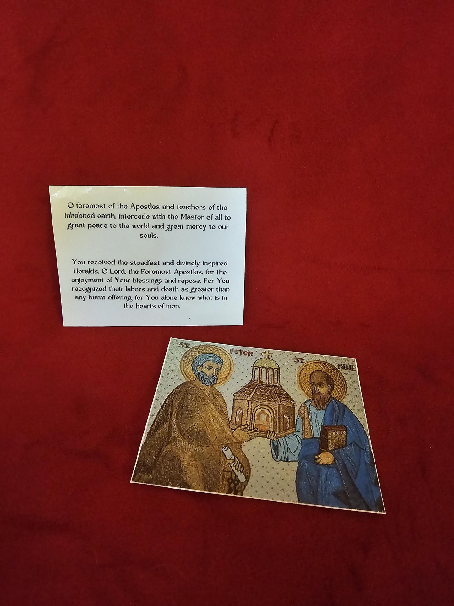 Saints Peter and Paul Laminated Orthodox Prayer Card