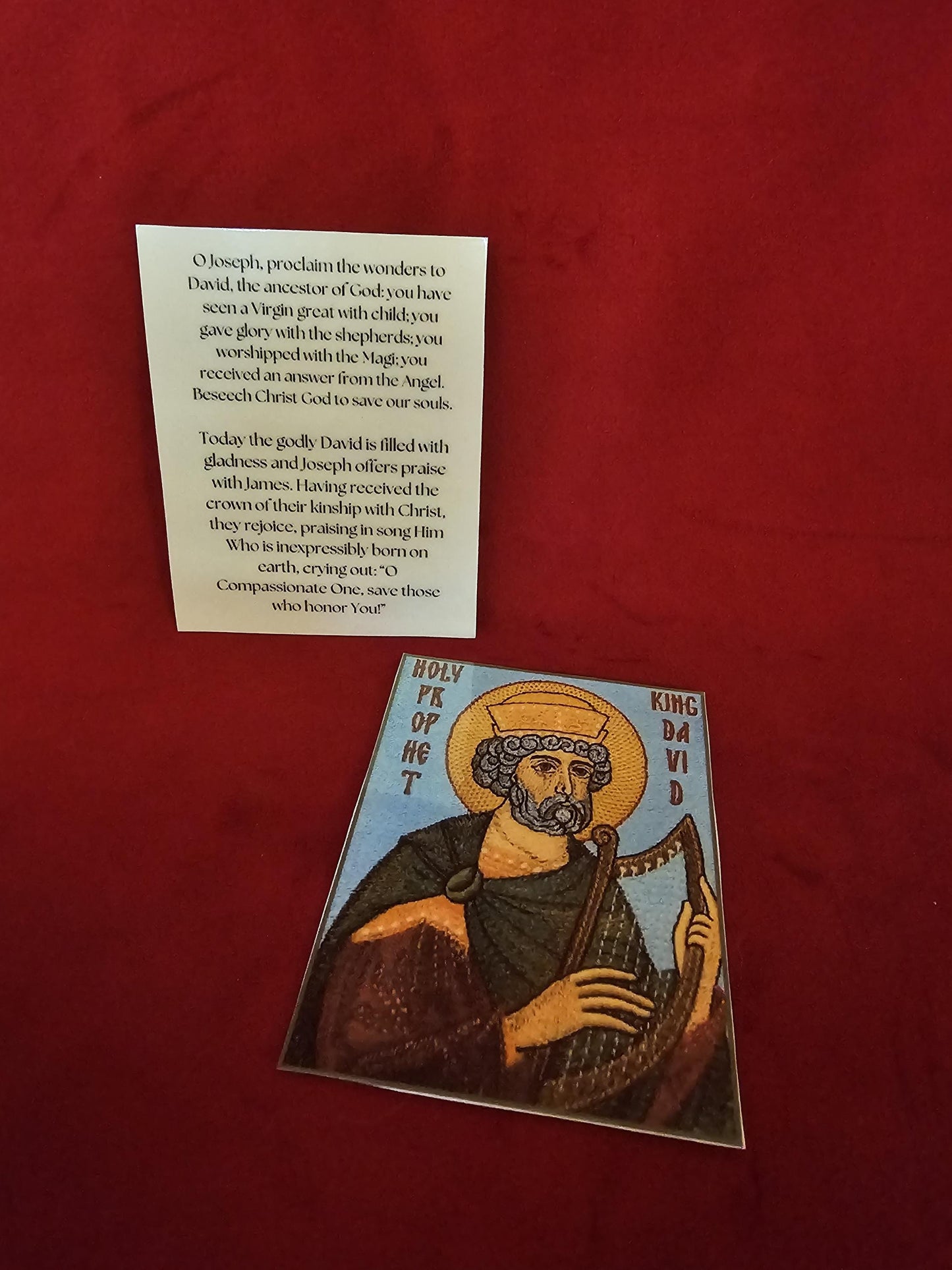 Holy Prophet King David Orthodox Prayer Card