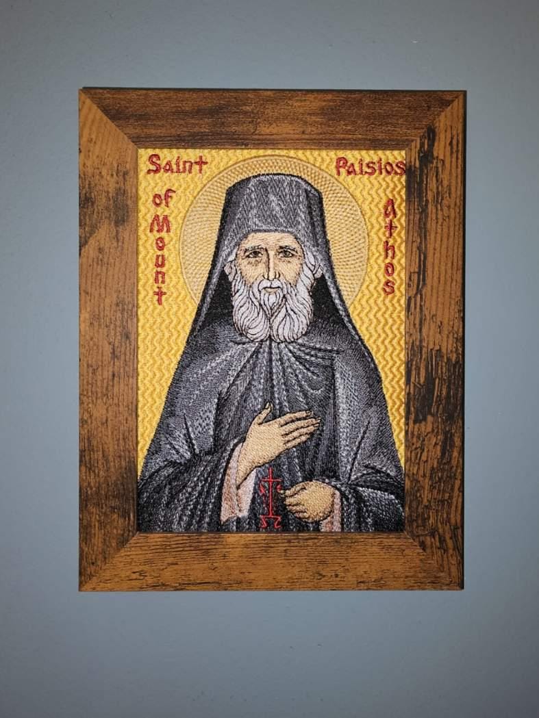 5x7 Saint Paisios of Mount Athos Embroidered Orthodox Icon