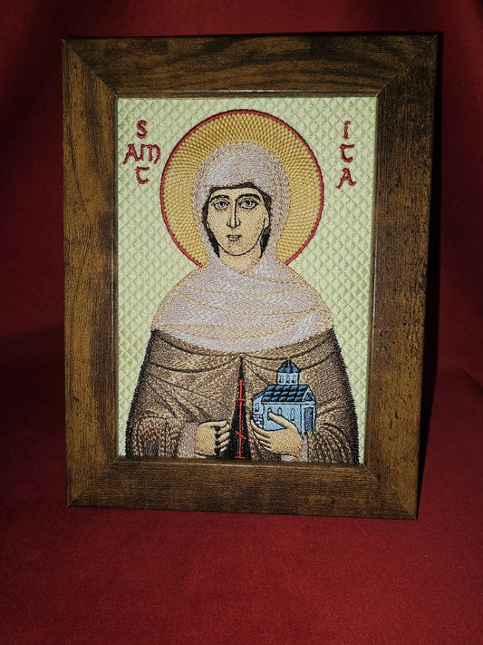 5x7 Saint Ita Embroidered Orthodox Icon- Religious Art