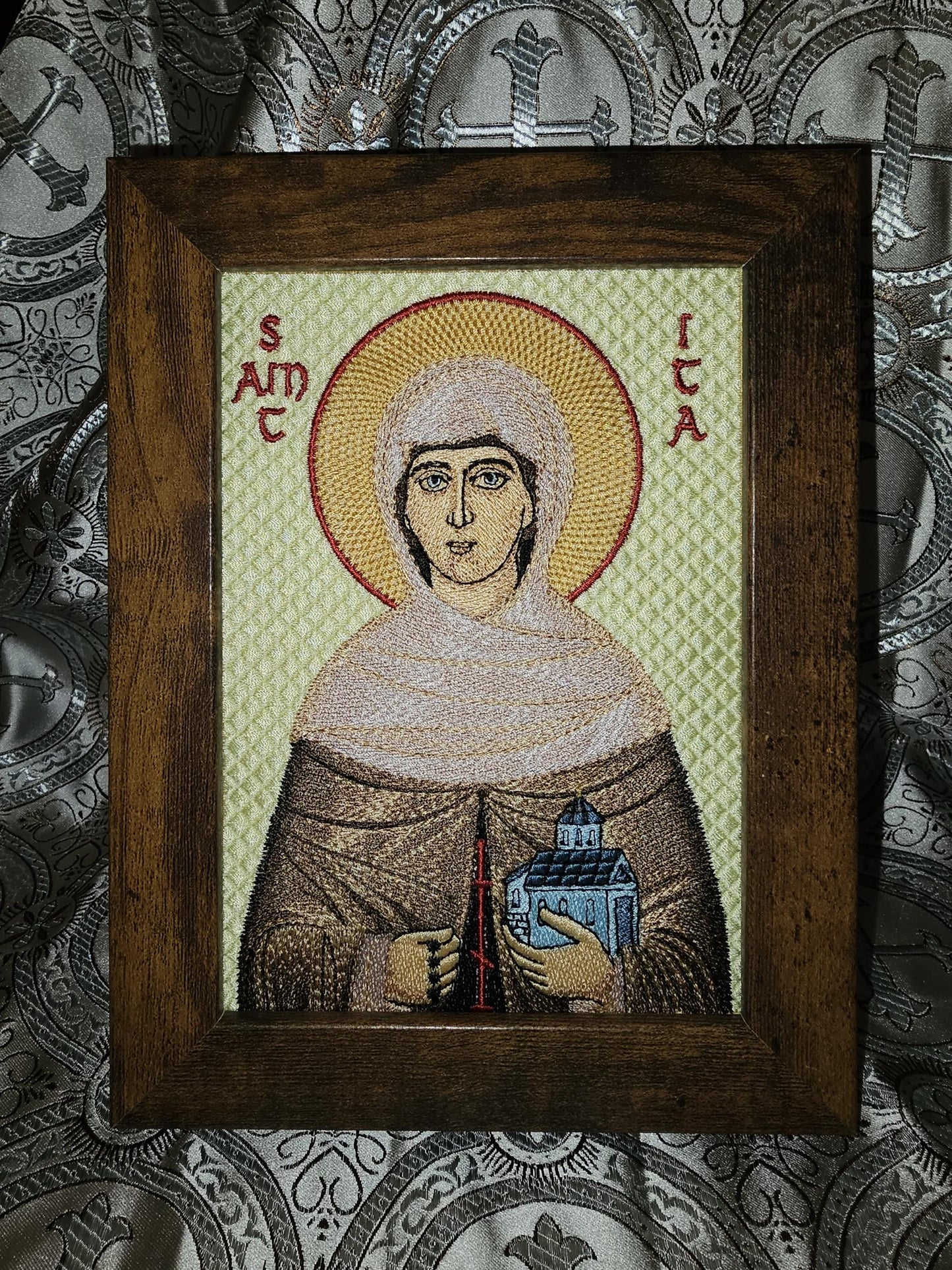 5x7 Saint Ita Embroidered Orthodox Icon- Religious Art