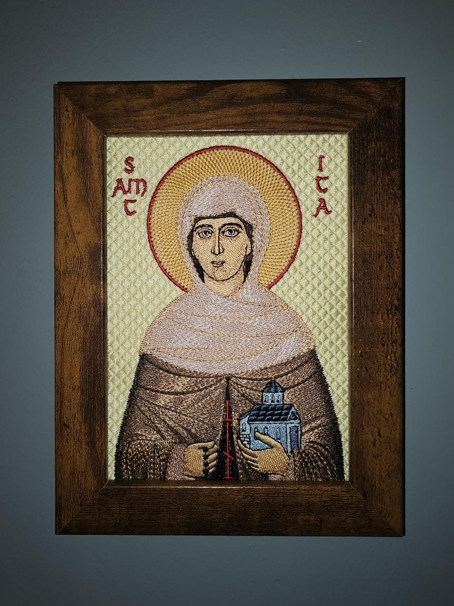 5x7 Saint Ita Embroidered Orthodox Icon- Religious Art