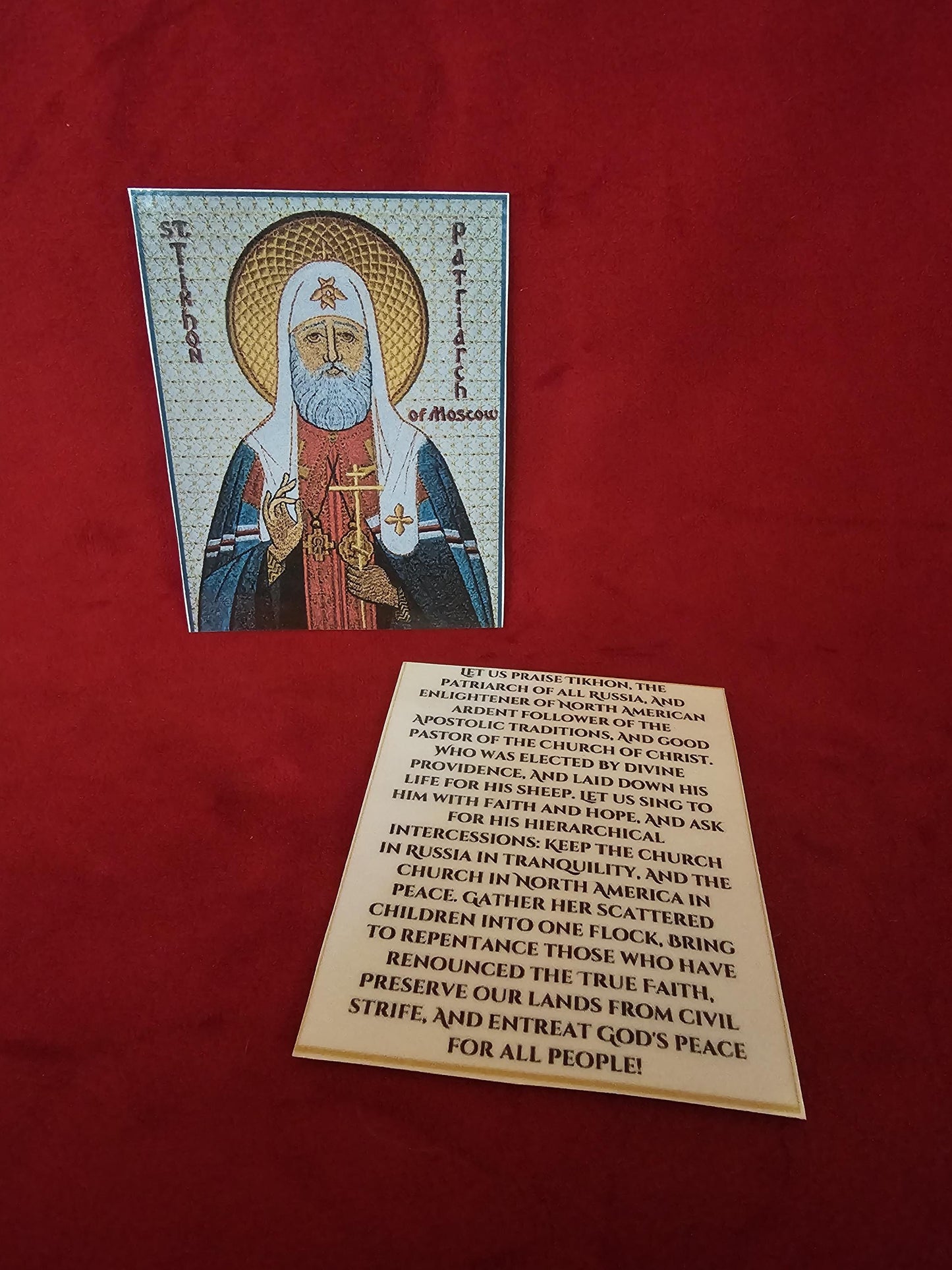 Saint Tikhon Laminated Orthodox Prayer Card