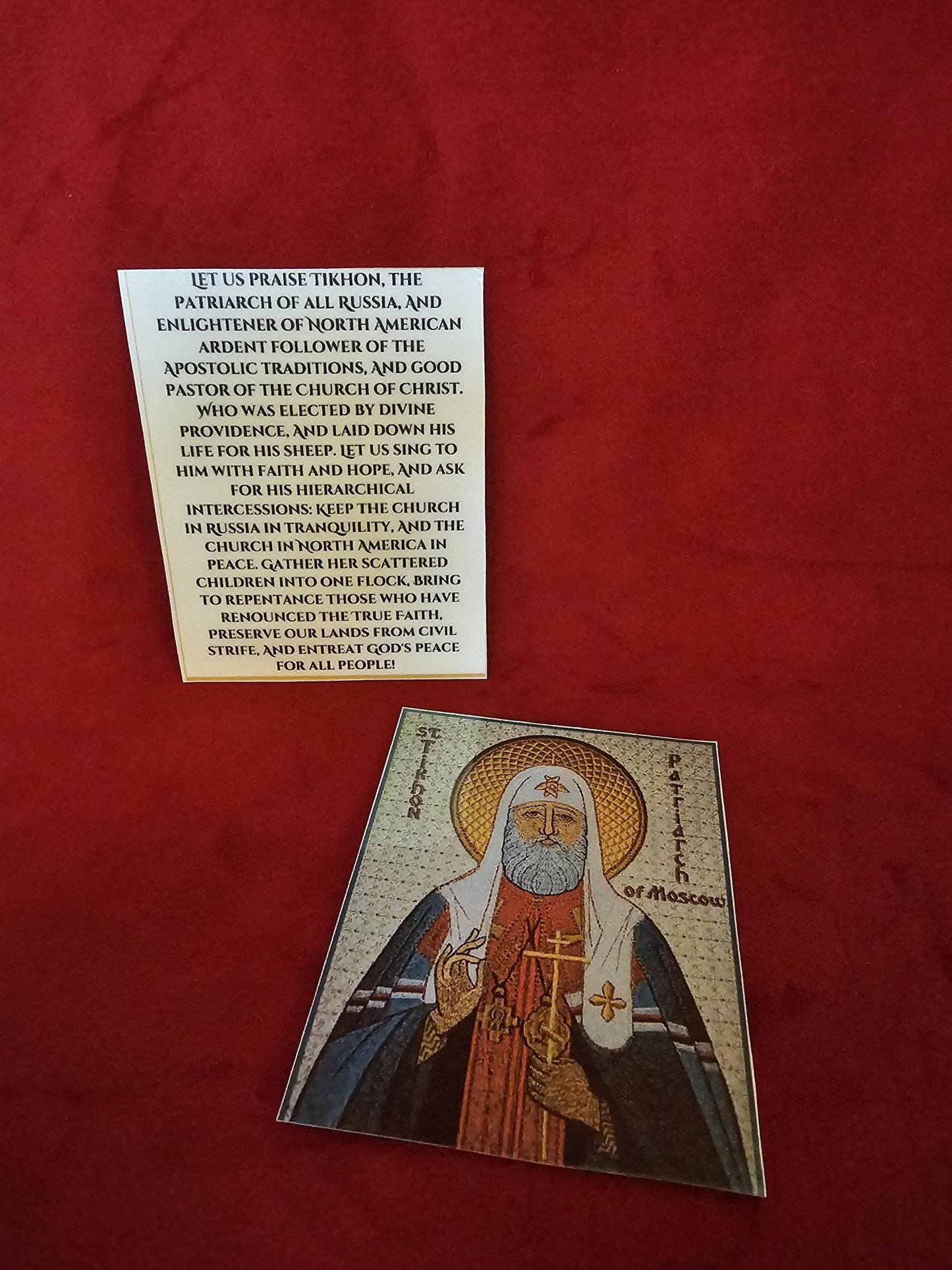 Saint Tikhon Laminated Orthodox Prayer Card