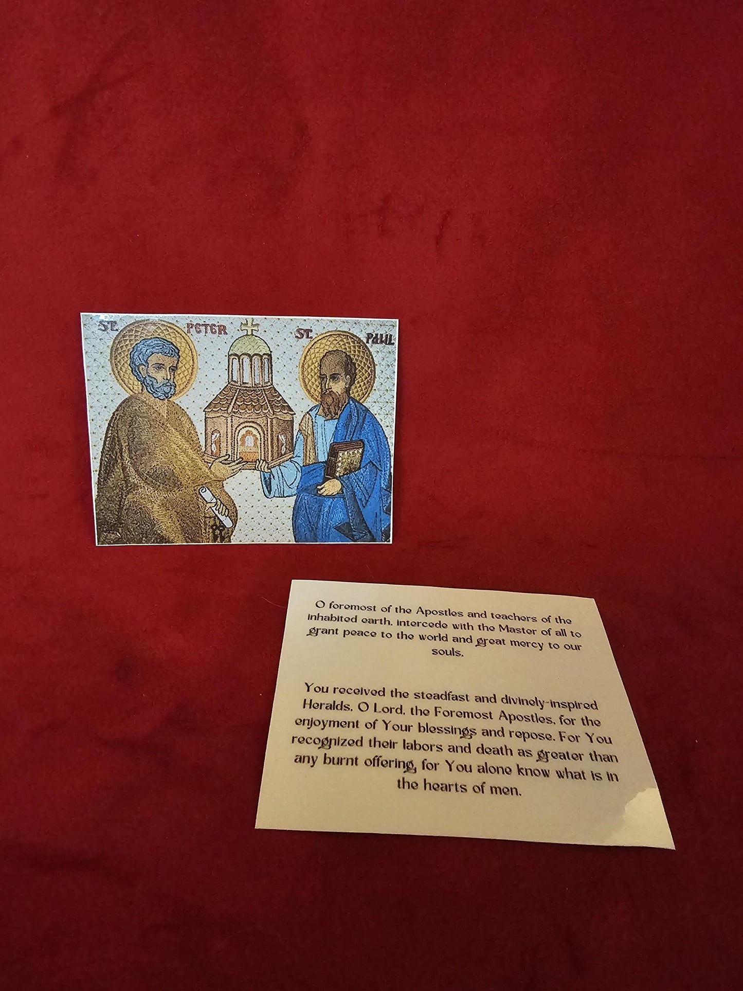 Saints Peter and Paul Laminated Orthodox Prayer Card