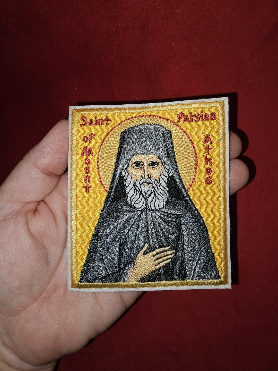 3.5x3.94" Saint Paisios Of Mount Athos Orthodox Embroidered Pocket Icon or Patch