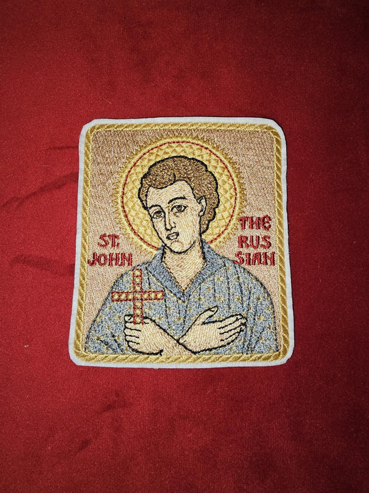 3.35x3.94" Saint John The Russian Orthodox Embroidered Pocket Icon or Patch