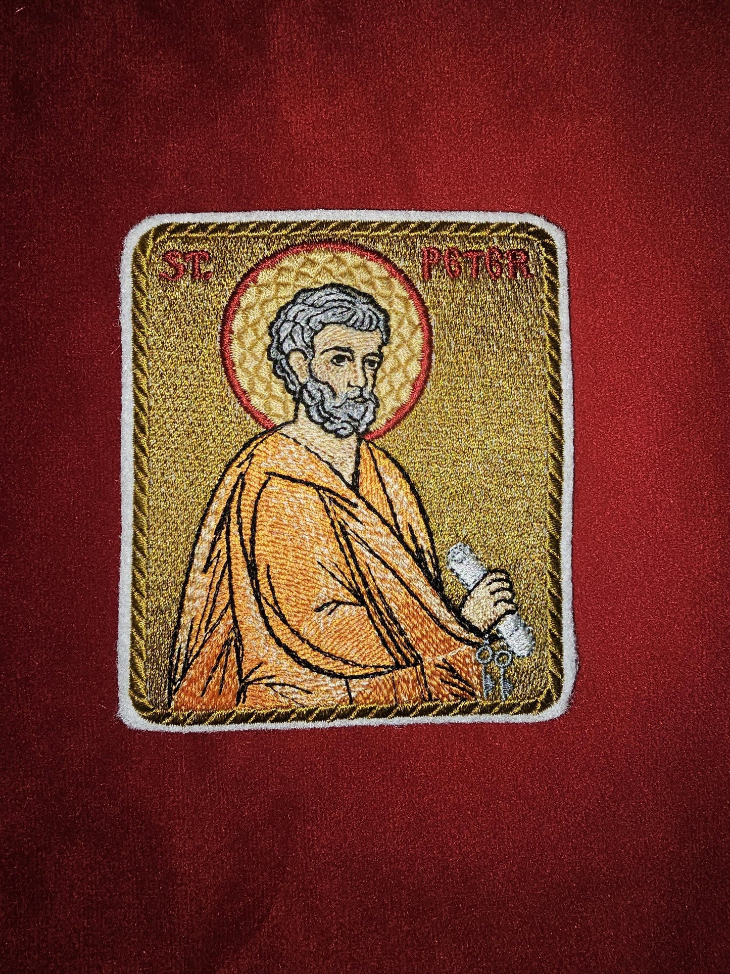 Saint Peter Pocket Icon or Patch, Byzantine Orthodox Christian Icon 3.35x 3.93 inches