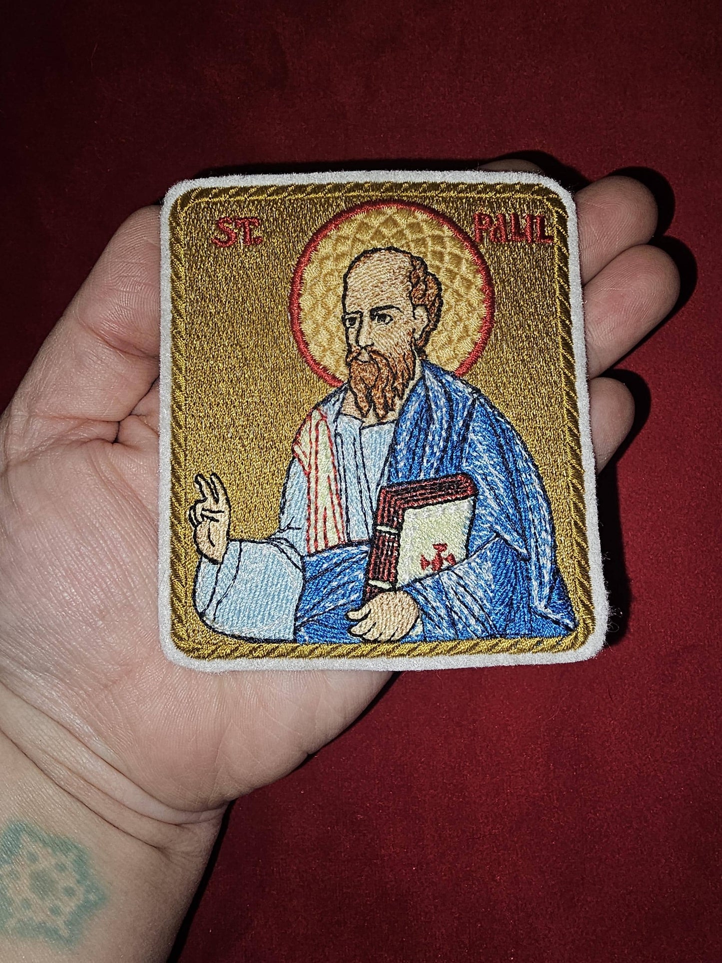 Saint Paul Pocket Icon or Patch, Byzantine Orthodox Christian Icon 3.35x 3.93 inches