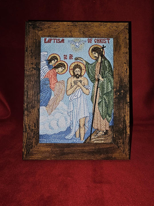 The Theophany Baptism of Christ - 5x7 Embroidered Byzantine Orthodox Icon