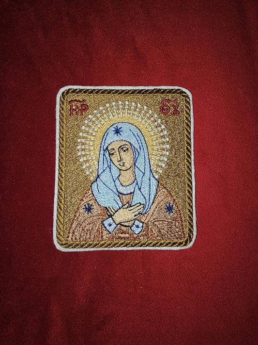 Seraphim-Diveyevo Tenderness Icon of The Mother of God  Pocket Icon or Patch, Byzantine Orthodox Icon (3.35 x 3.93 inches)