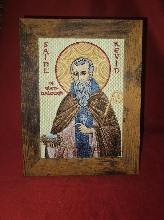 5x7 Saint Kevin of Glendalough Embroidered Orthodox Icon