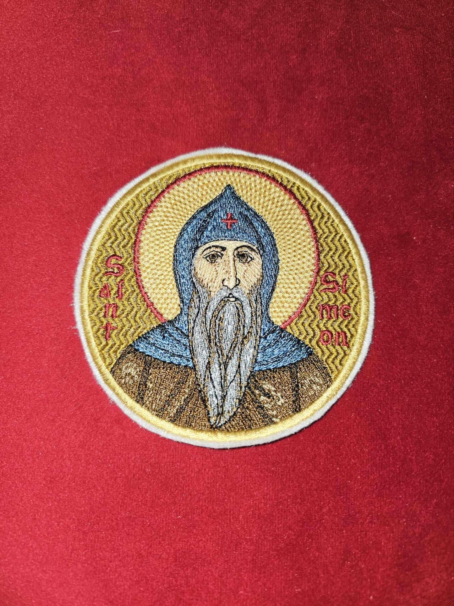 4 Inch Round Saint Simeon Stylites Orthodox Embroidered Pocket Icon