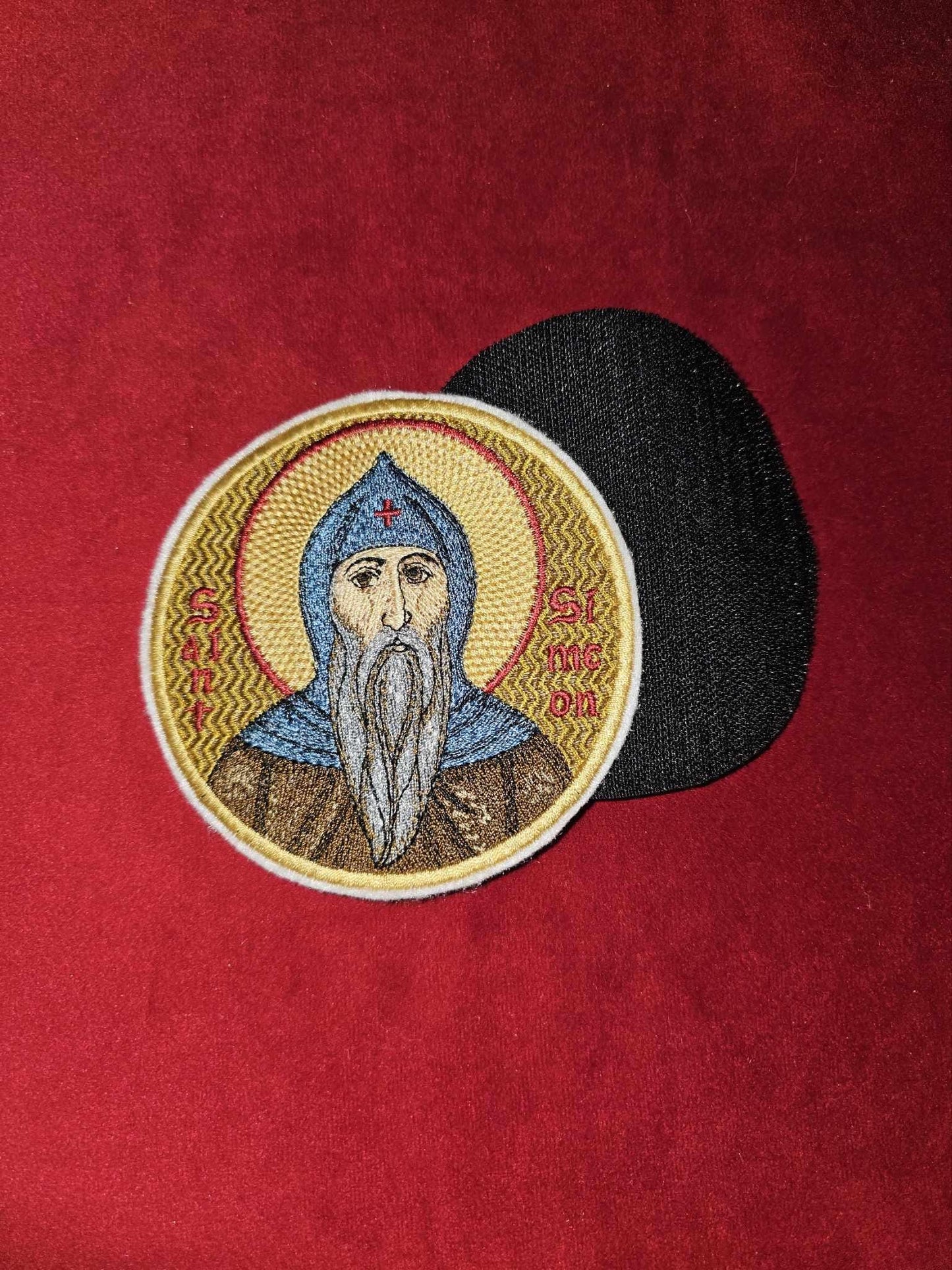 4 Inch Round Saint Simeon Stylites Orthodox Embroidered Pocket Icon