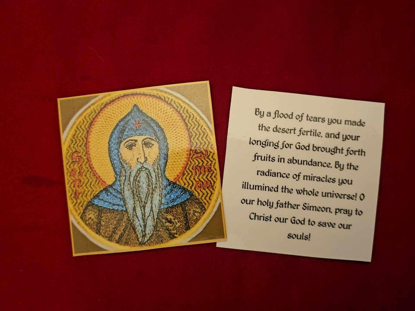 Saint Simeon 3x3.1" Laminated Orthodox Prayer Card