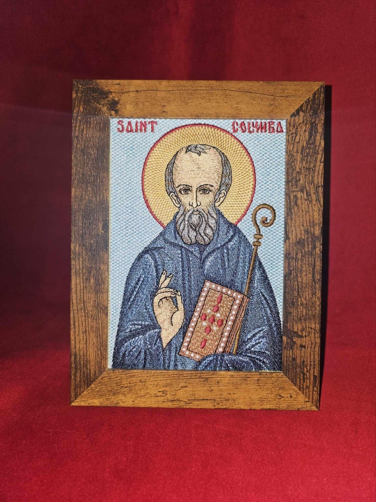 5x7 Saint Columba of Iona Embroidered Orthodox Icon