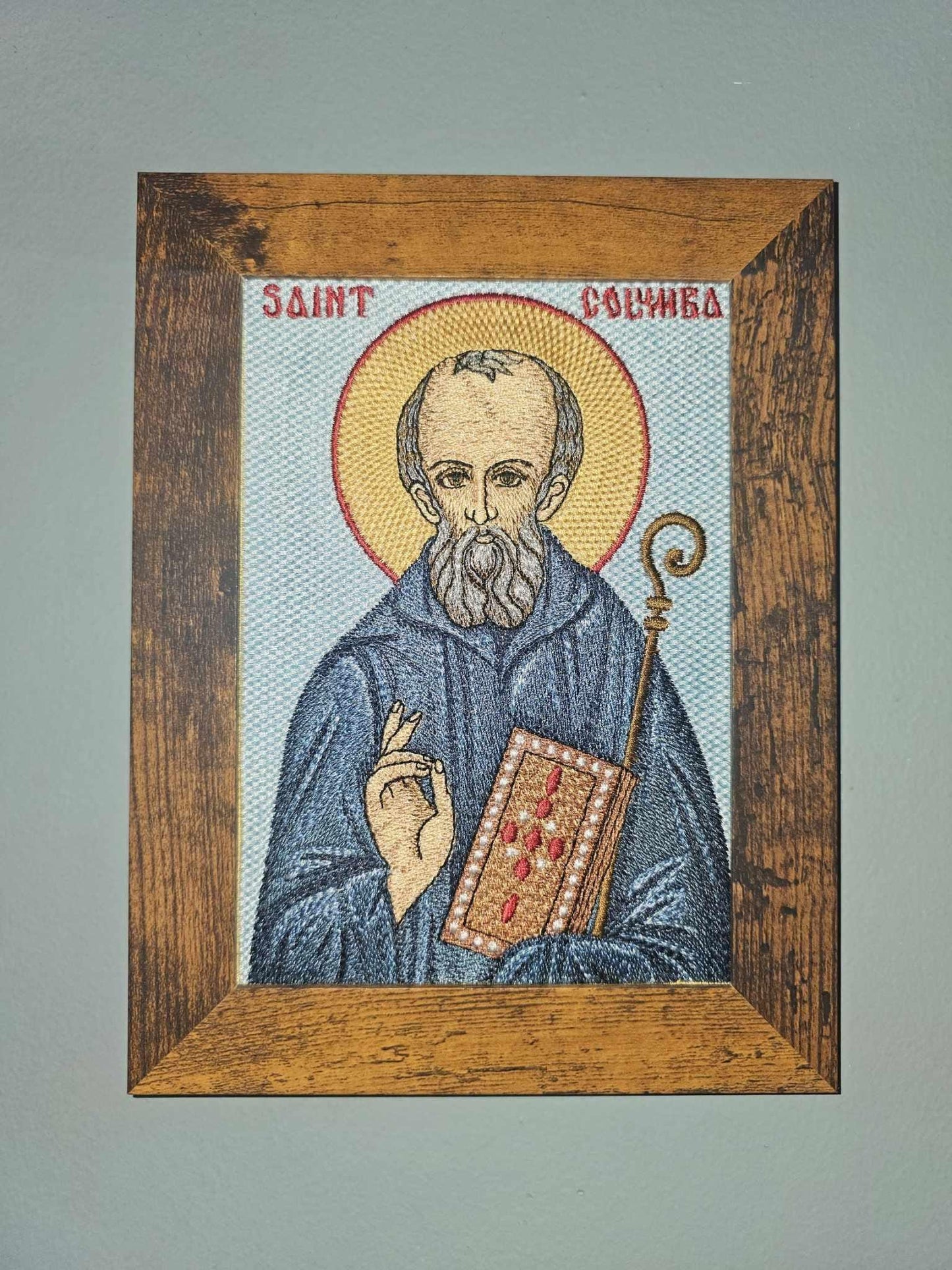 5x7 Saint Columba of Iona Embroidered Orthodox Icon