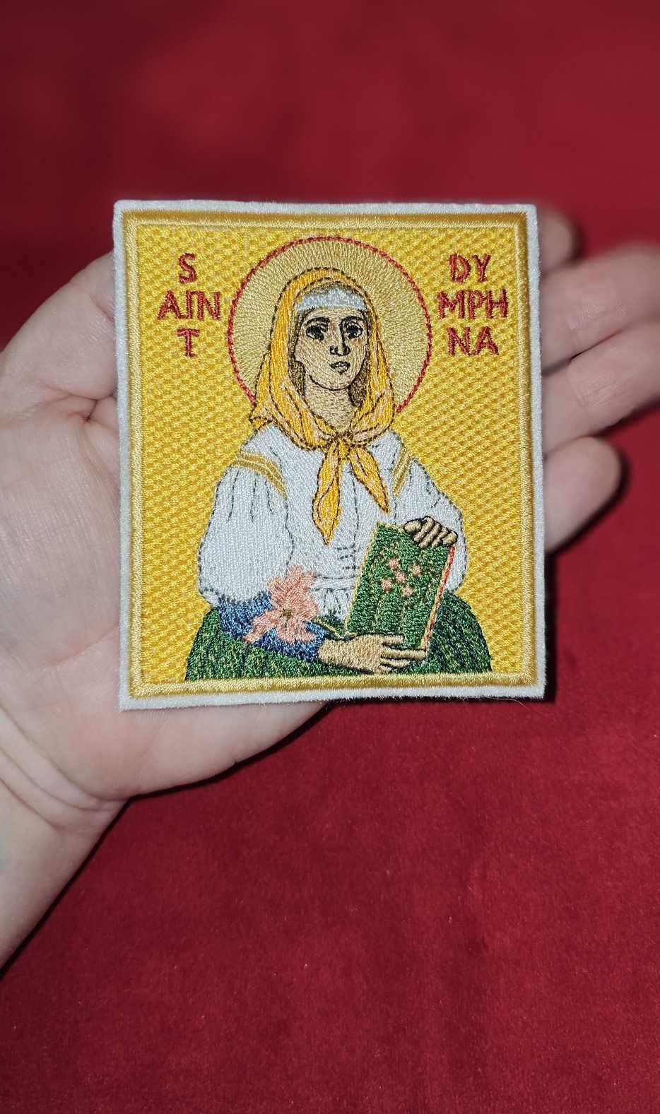 3.35x3.94" Saint Dymphna Orthodox Embroidered Pocket Icon or Patch