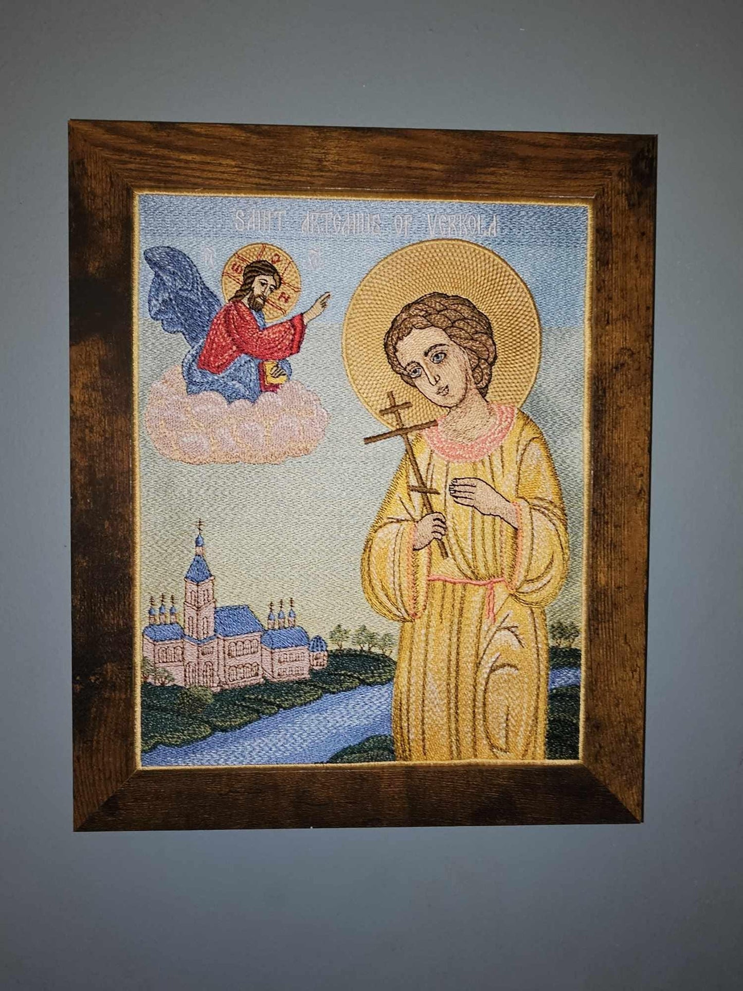 8x10 Fully Embroidered Saint Artemius of Verkola Orthodox Icon