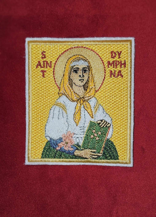 3.35x3.94" Saint Dymphna Orthodox Embroidered Pocket Icon or Patch