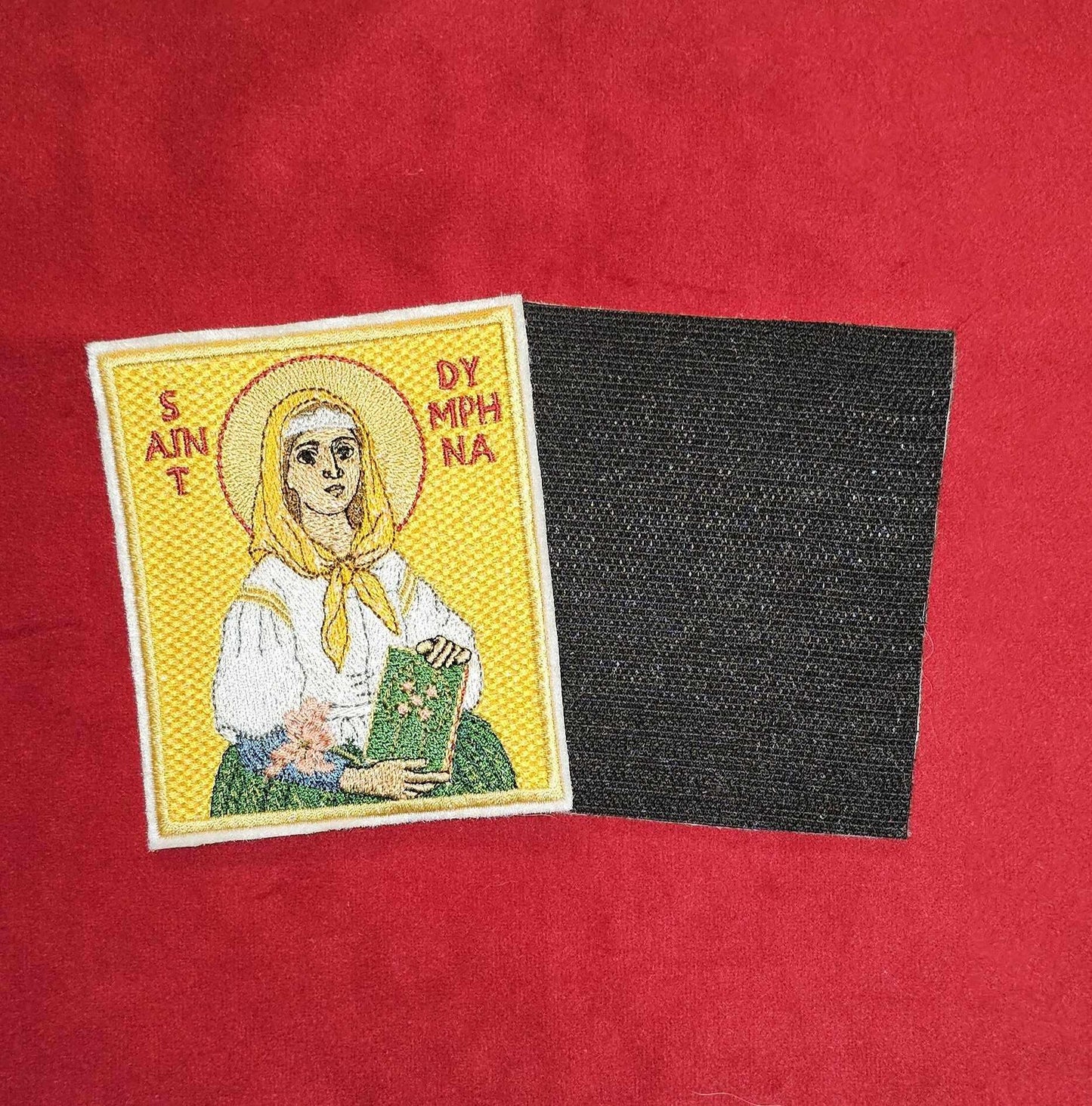 3.35x3.94" Saint Dymphna Orthodox Embroidered Pocket Icon or Patch