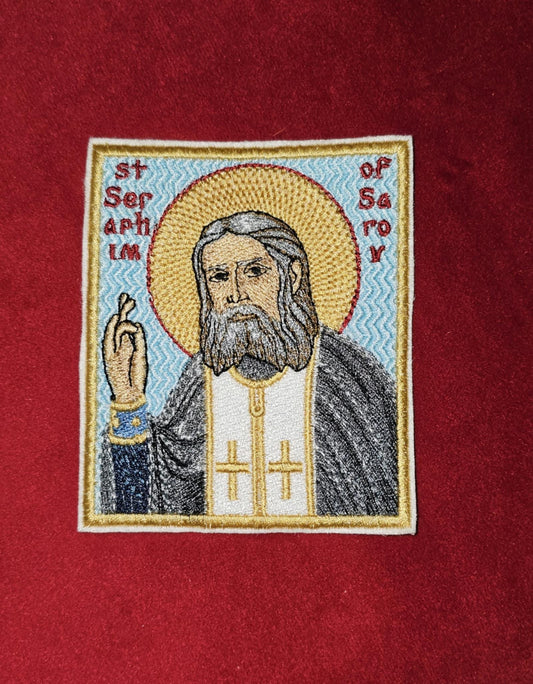 3.5x4" Saint Seraphim of Sarov Orthodox Embroidered Pocket Icon or Patch