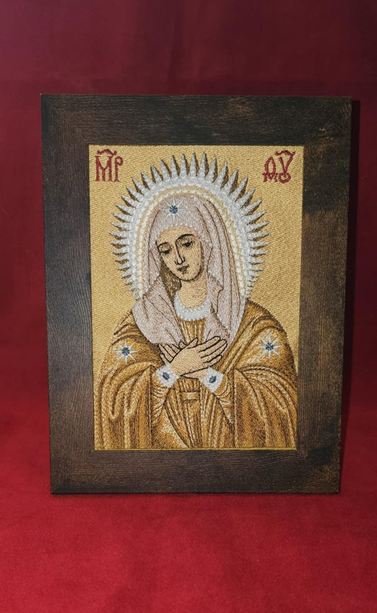 Seraphim-Diveyevo Tenderness Icon of The Mother of God Embroidered 5x7 Orthodox Icon