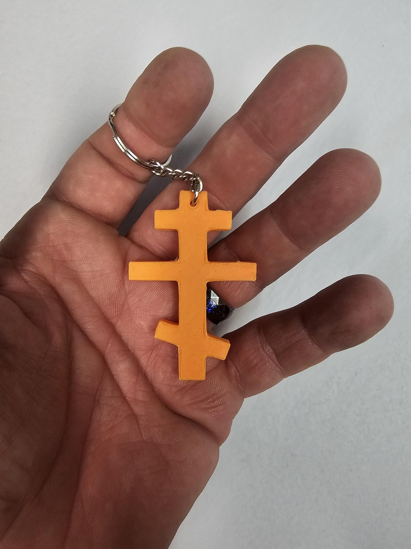 Three Bar Orthodox Cross Keychain  Christian Russian Cross Key Ring In Various Colors