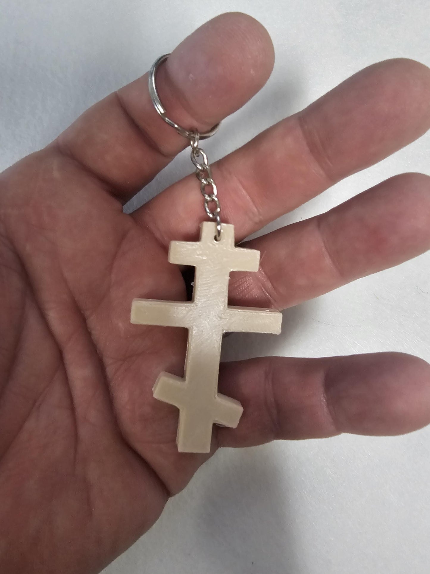 Three Bar Orthodox Cross Keychain  Christian Russian Cross Key Ring In Various Colors