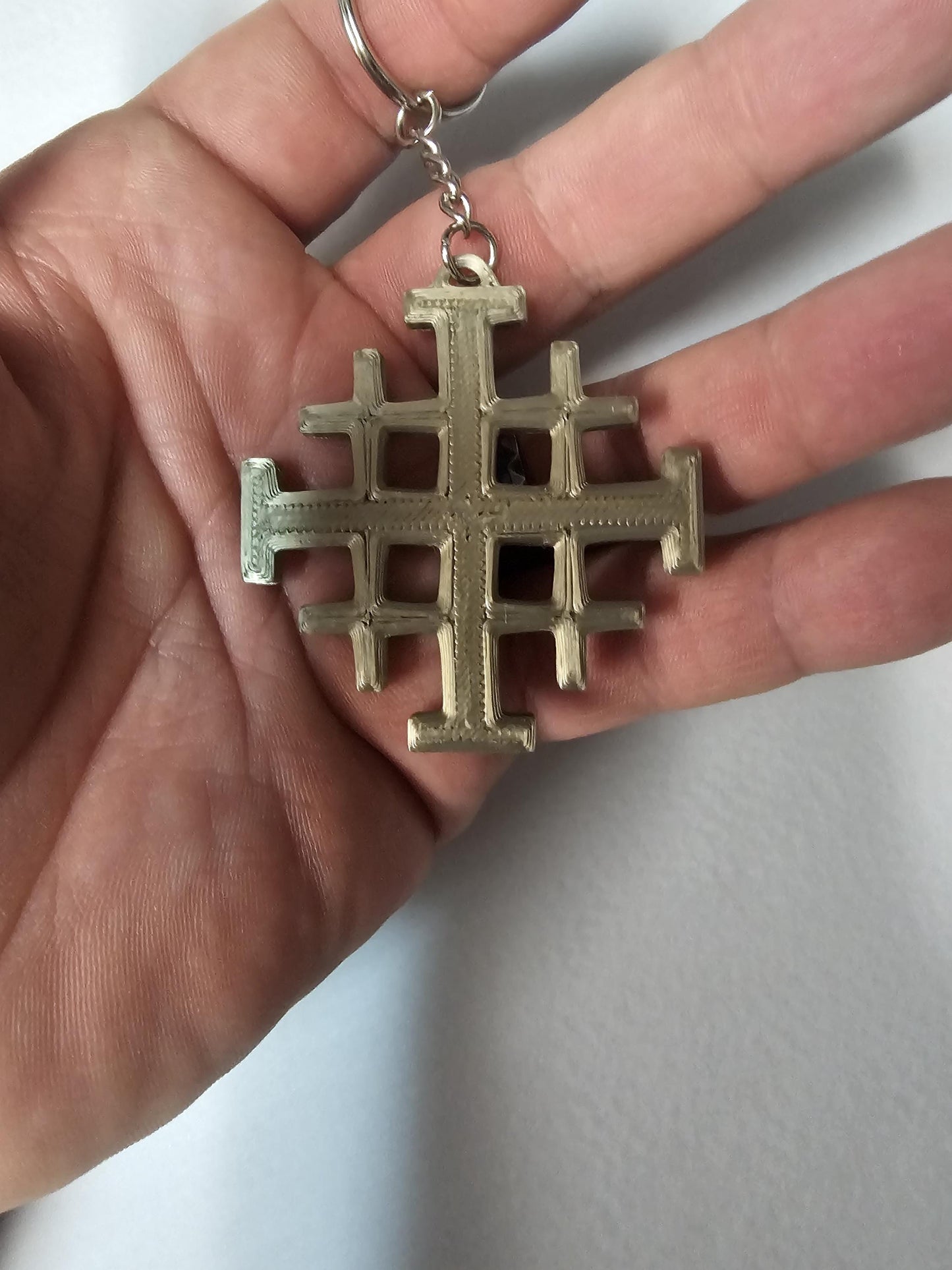 Jerusalem Cross Keychain  Christian Orthodox Catholic Key Ring  Religious Faith Gift for Him or Her In Various Colors