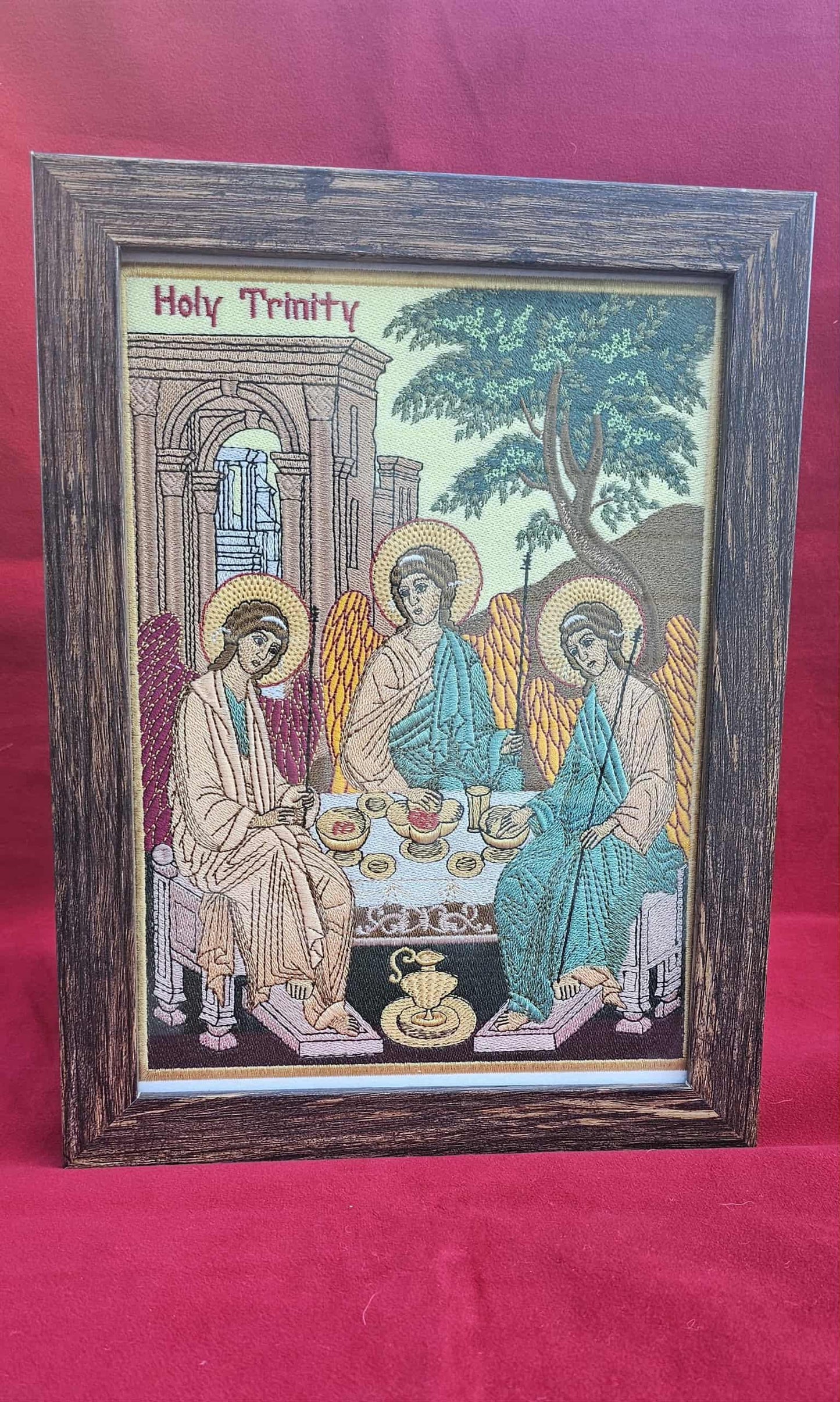 Embroidered Holy Trinity Icon  Christian Wall Art, Religious Gift