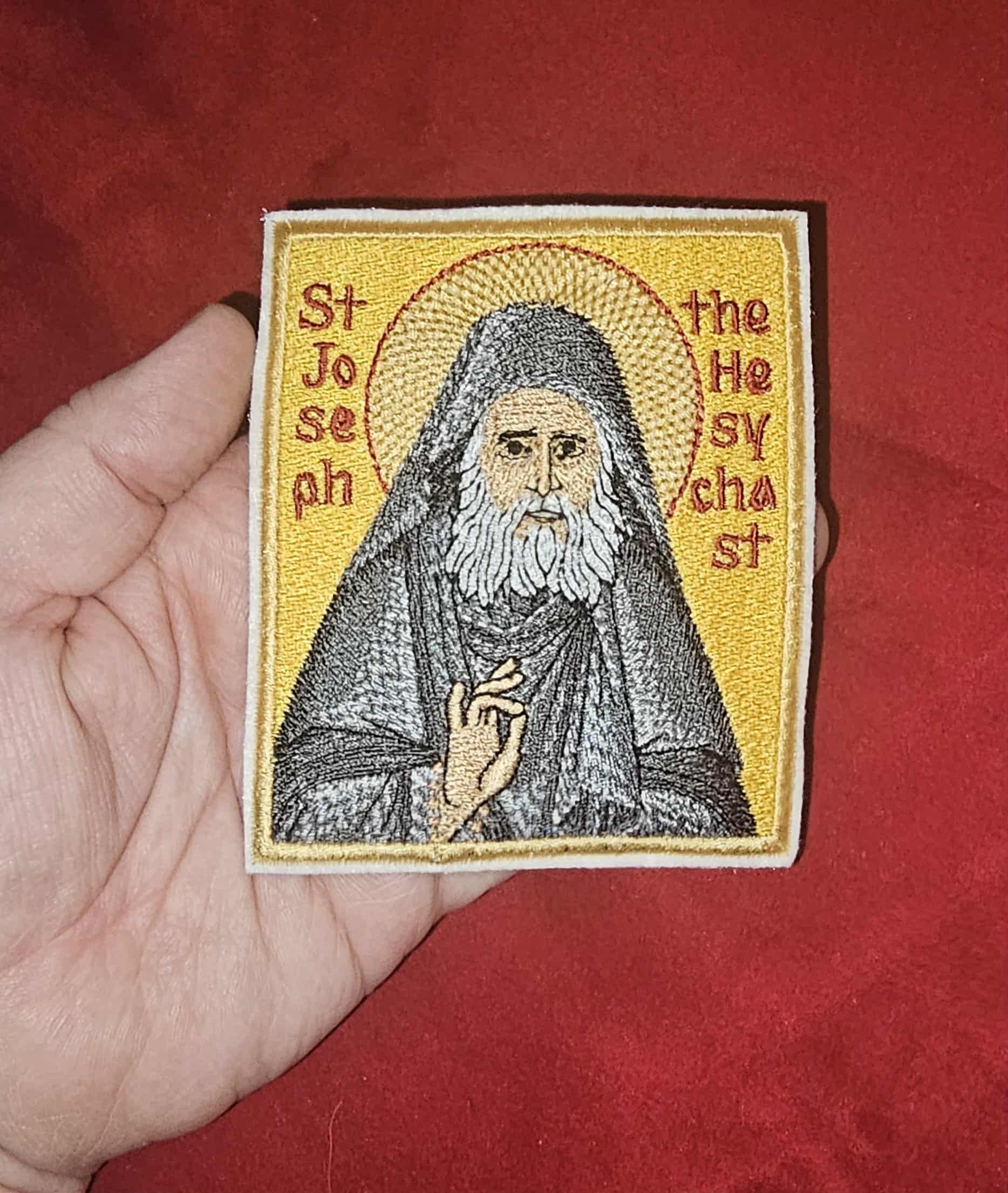 Saint Joseph the Hesychast Embroidered Icon Patch Orthodox Gift (3.5x4) Pocket Icon