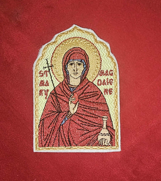 2.97x4.45 Saint Mary Magdalene Orthodox Embroidered Pocket Icon / Patch  Christian Gift  Portable Mini Icon