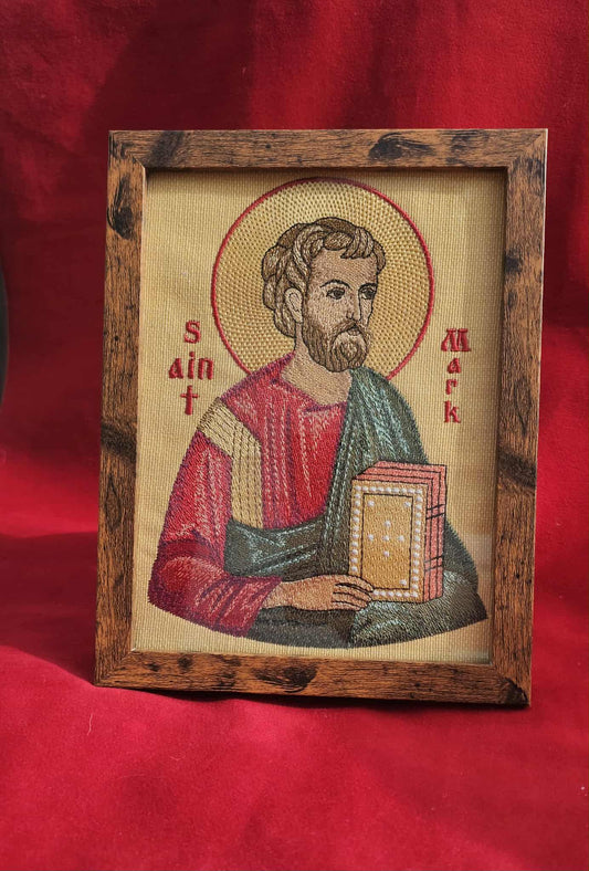 6x8 Saint Mark the Evangelist Orthodox Embroidered Icon | Christian Wall Art