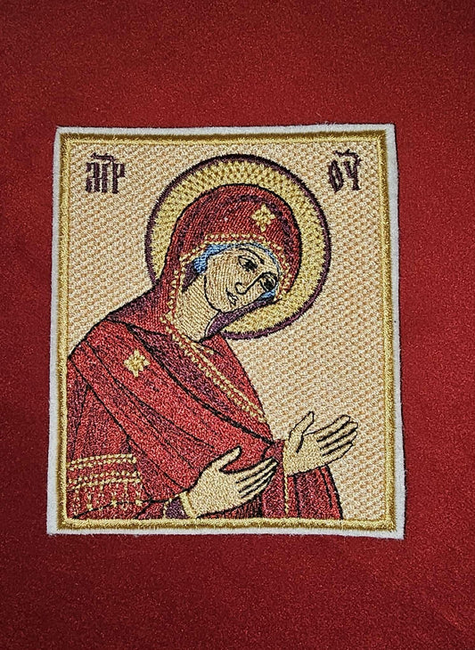 Embroidered Theotokos Orans Icon  Virgin Mary Patch, Orthodox Gift